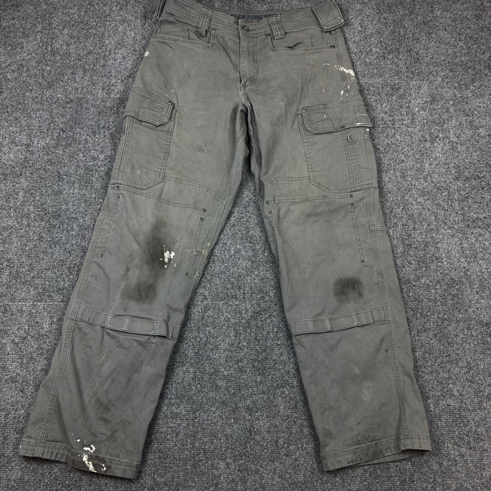 Duluth Trading Flex Fire Hose Cargo Pants Mens Size 30x32 Gray Relaxed Workwear